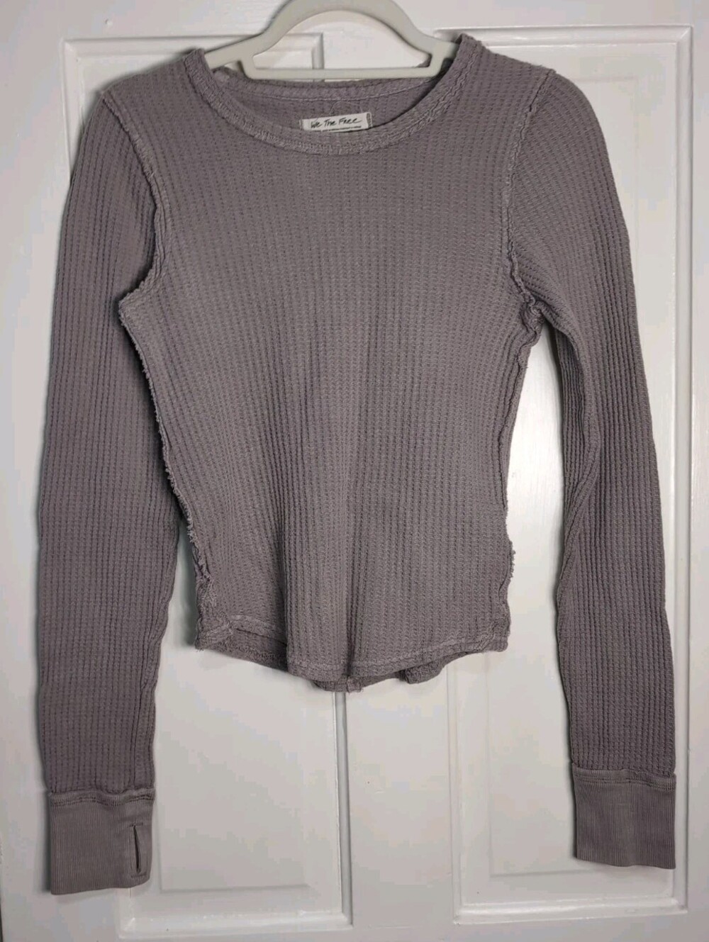 We The Free FP  Mauve Waffle Knit Thermal Long Sleeve Top Women's S(1411)B